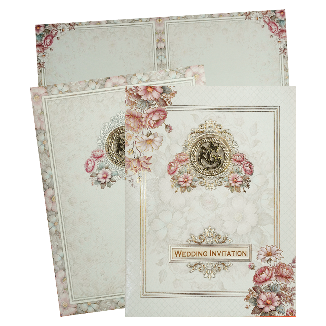 Pastel Blue Floral Ganesha Wedding Card-KNTY6806