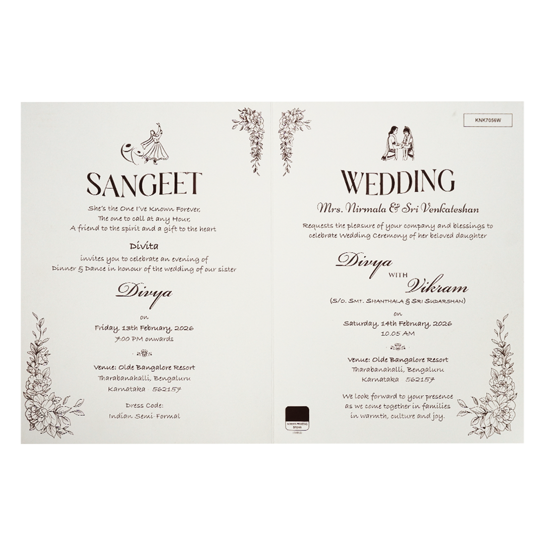 White Embossed Gold Ganesha Wedding Card-KNK7056W