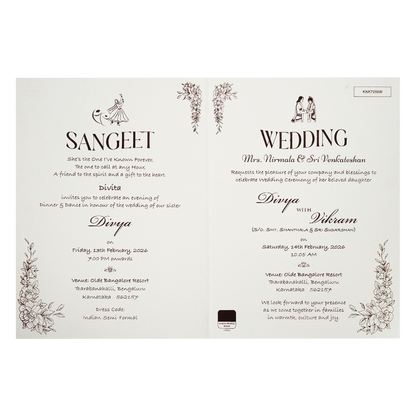 White Embossed Gold Ganesha Wedding Card-KNK7056W