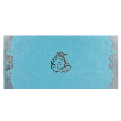 Lovely Light Blue Shading With Gold Foiling Wedding Card