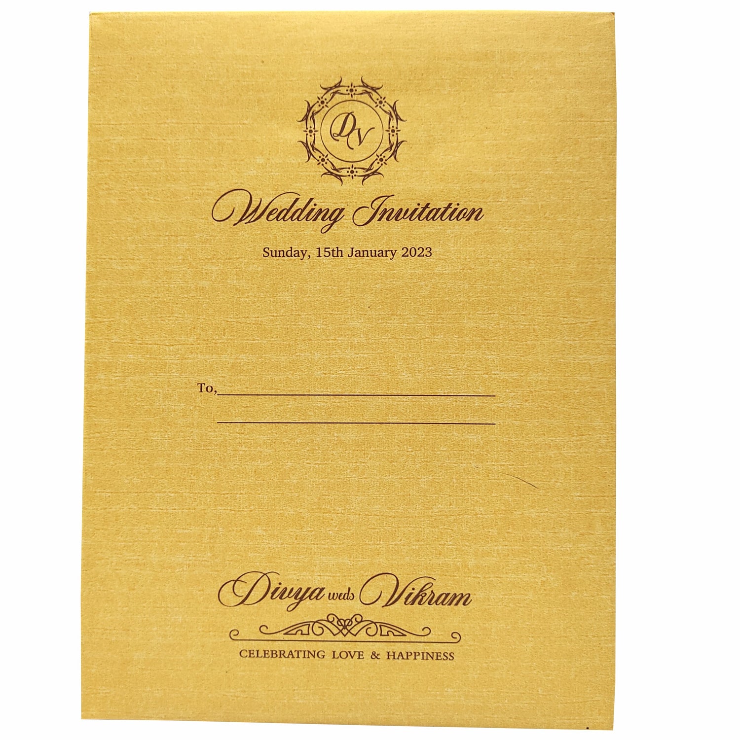 Red Padded Floral Wedding Card In Gold Foiling-KNPC9519R