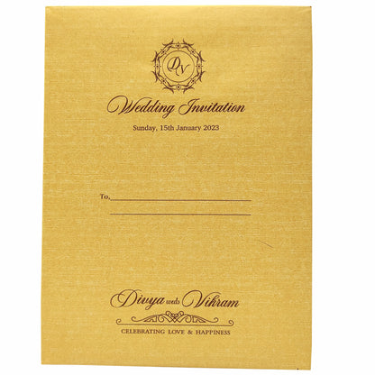 Red Padded Floral Wedding Card In Gold Foiling-KNPC9519R