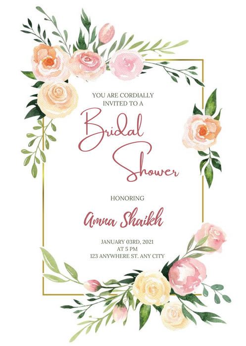 Pink Floral Bridal Shower Invitation-AABDS003