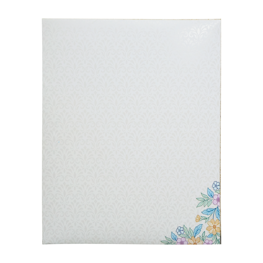White Minimal Floral Embossed Invitation Card-KNJP1203