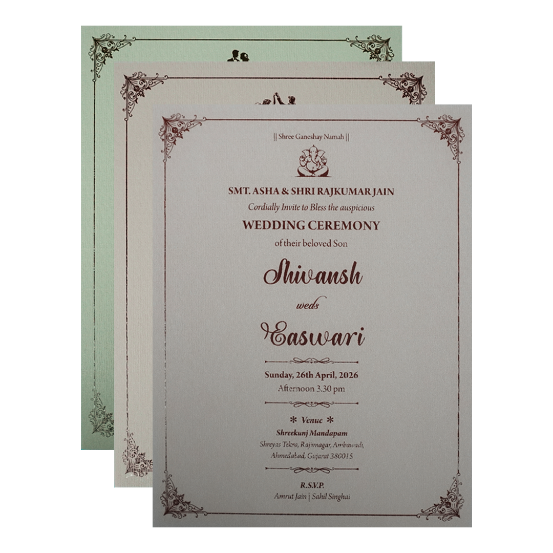 Pink Gold Geometric Padded Wedding Card-KSSC2190