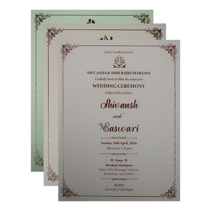Pink Gold Geometric Padded Wedding Card-KSSC2190