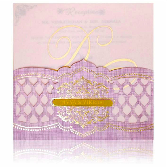 Purple Premium Floral Panache Designer Card With Name Plate-KNP7001P