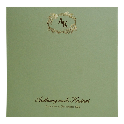Green Laser Cut Padded Wedding Card Design-King of Cards