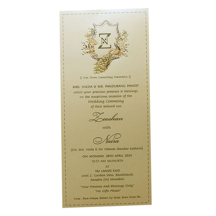 Shimmery Vertical Elegant Wedding Card-King of Cards