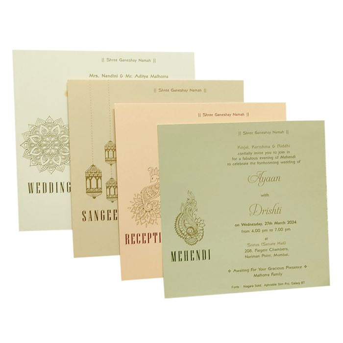 Grey Embossed Design Padded Invitation Card-King of Cards