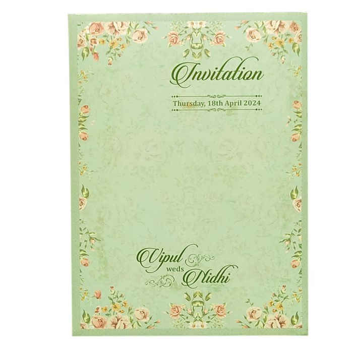 Light Soft Green Laser Cut Invitation-King of Cards