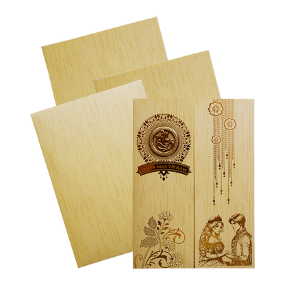 Cream Textured Door-Style Invitation Card-King of Cards