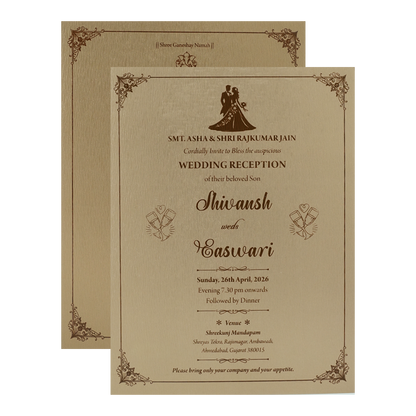 Buy Gold Floral Border Padded Wedding Card