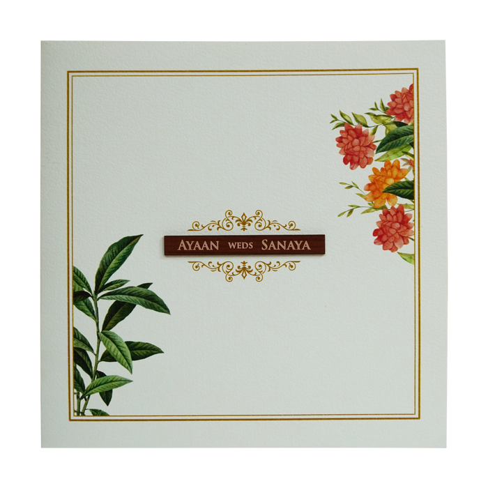 Pure White Floral Wedding Card-King of Cards