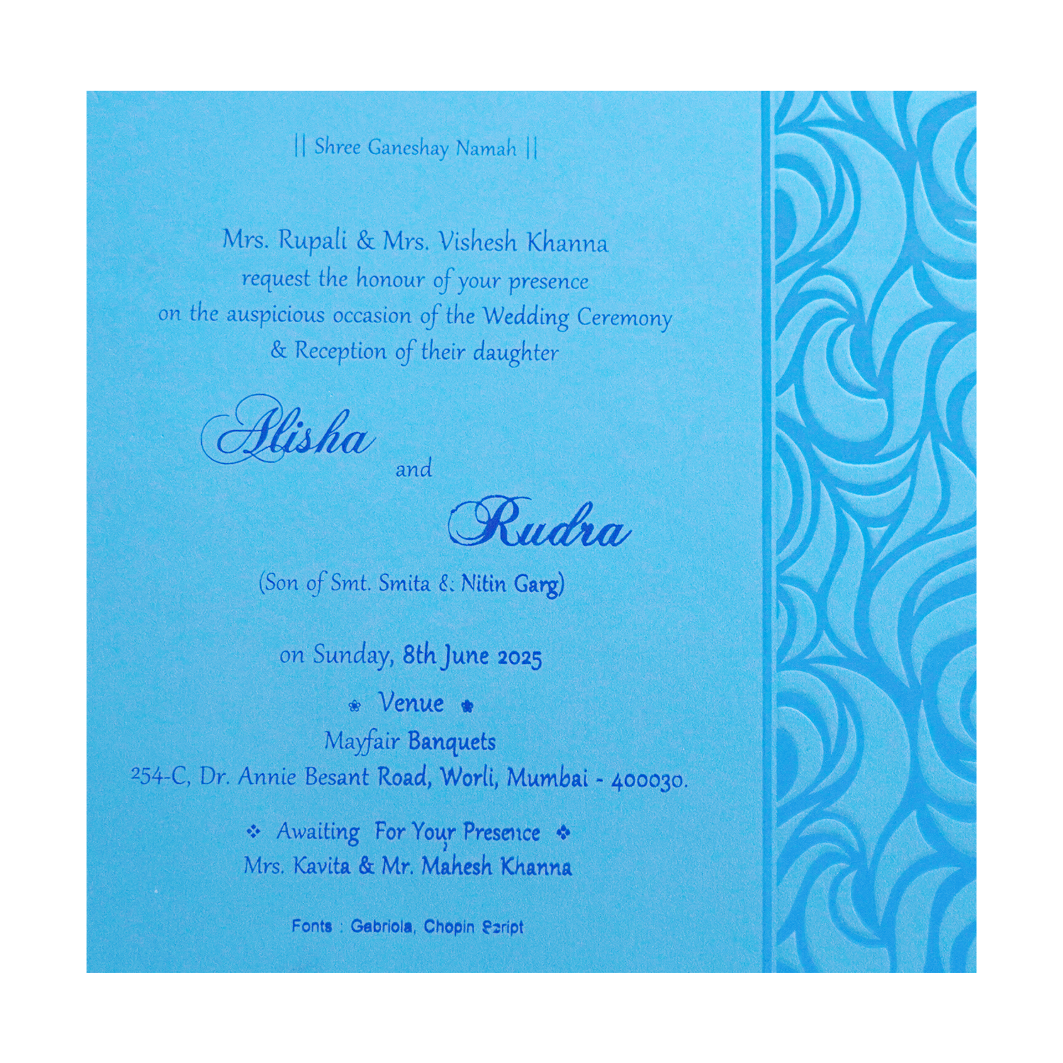 Light French Blue Single Invitation-KRCS7080