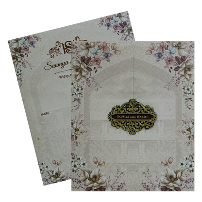 Light Peach Floral Design Invitation-KVN06960