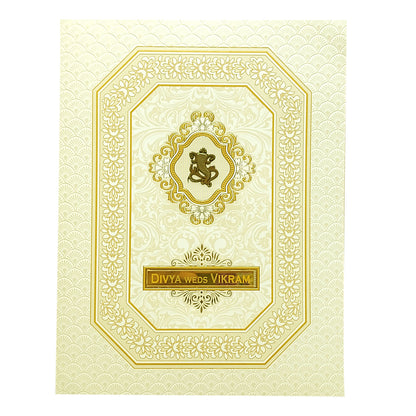 White Gold Floral Wedding Card-KNJS2071