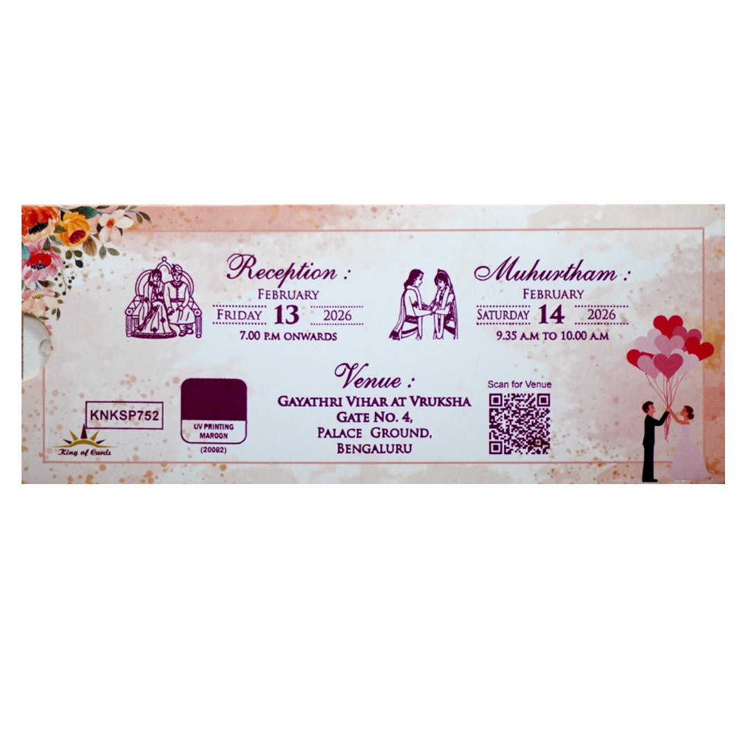 Pink Floral Slide Invitation Card-KNKSP752