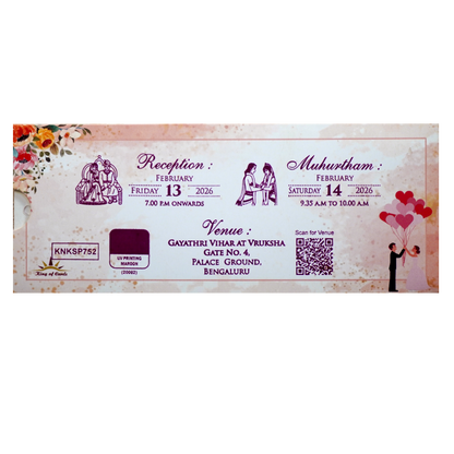 Pink Floral Slide Invitation Card-KNKSP752