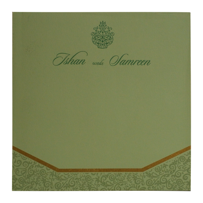Pista Green Floral Wedding Invitation-King of Cards