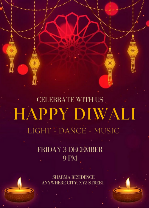 Violet Diya Diwali Invitation-AADWI001
