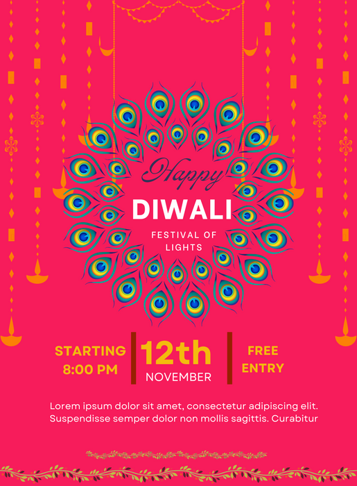Radiant Pink Diwali Invitations-AADWI023