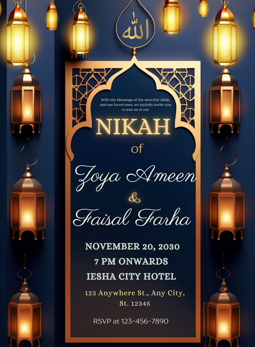 Radiant Ruby Muslim Wedding Invitation-AAMWI040
