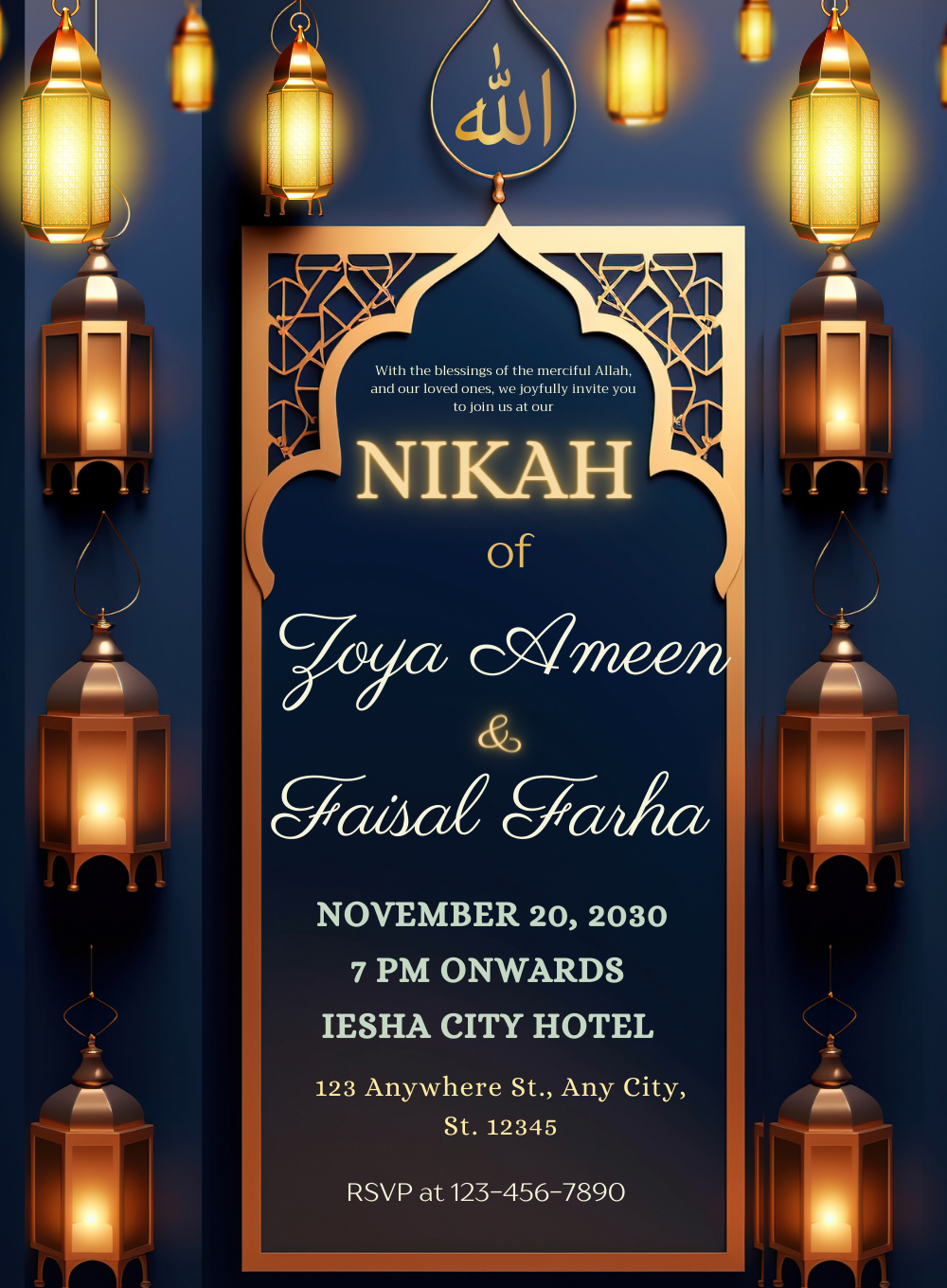 Radiant Ruby Muslim Wedding Invitation-AAMWI040