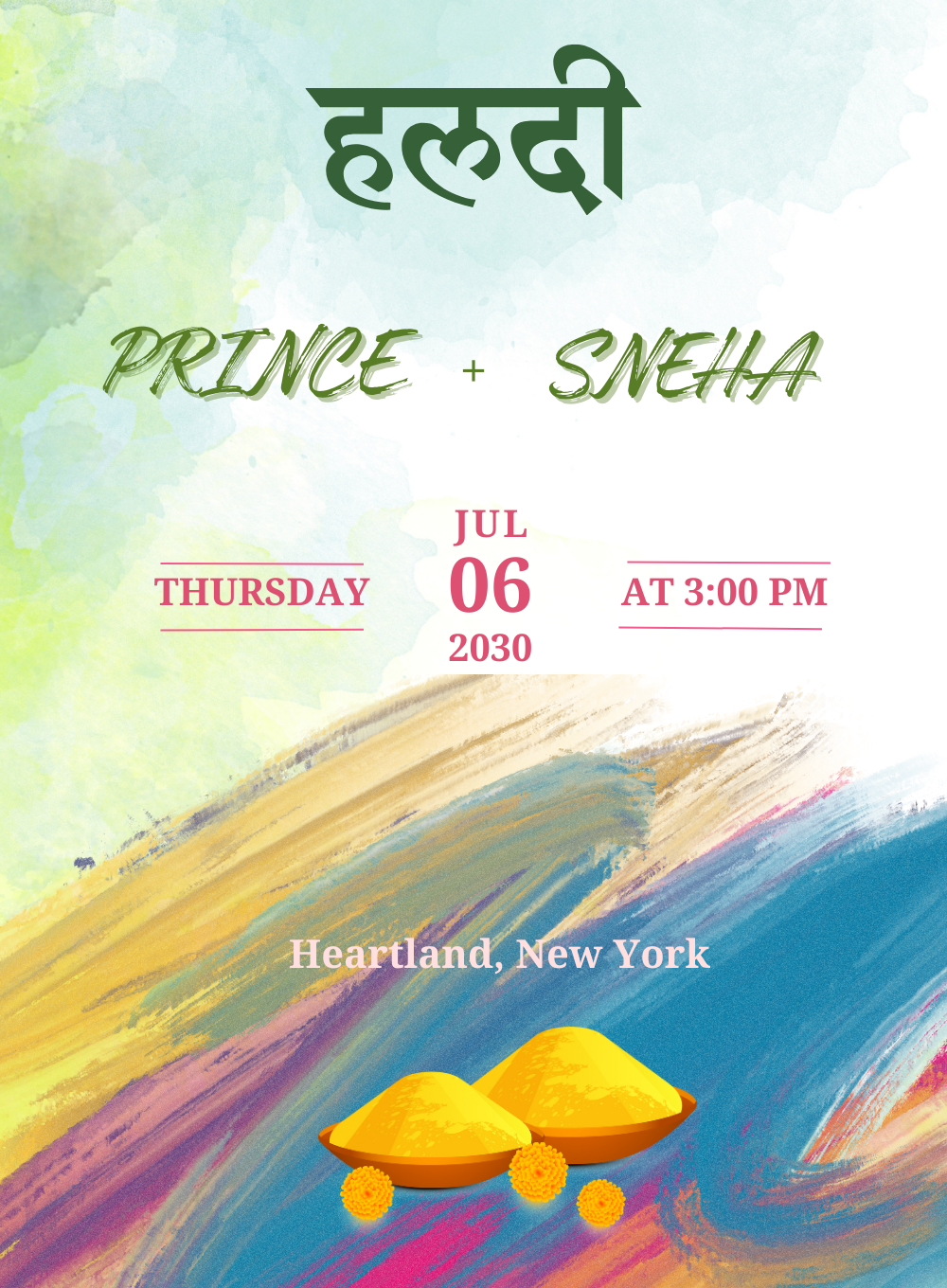 Rainbow Colors Haldi Cremony Invitation-AAHCI028