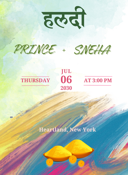 Rainbow Colors Haldi Cremony Invitation-AAHCI028