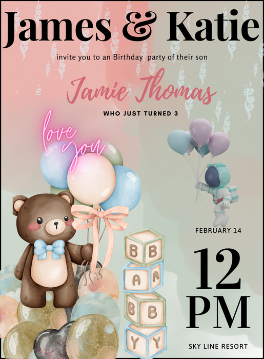 Rainbow Teddy Balloons and Confetti-AABAC004