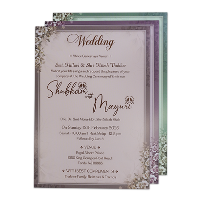 Buy Beige Floral Padded Wedding Card