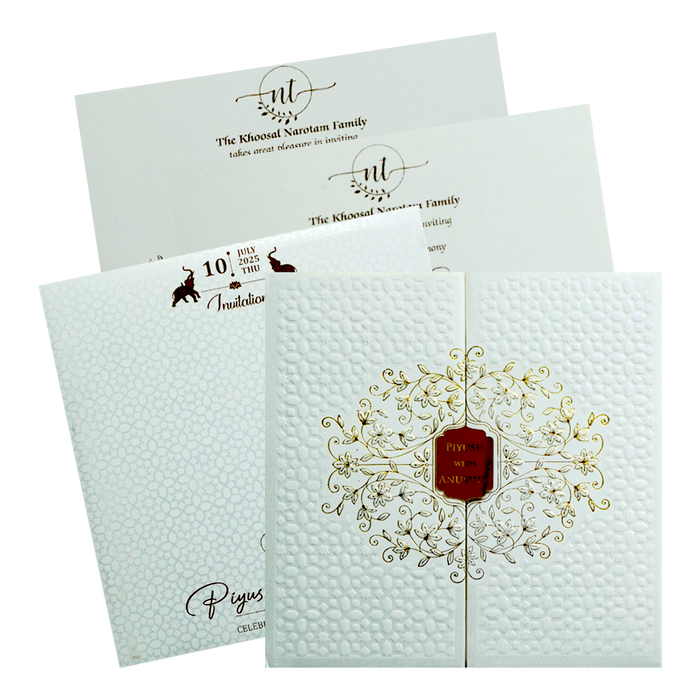 Cream White Padded Invitation-King of Cards