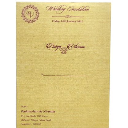 Blue Padding Floral Wedding Card In Gold Foiling Print-KNPC9519B-King of Cards