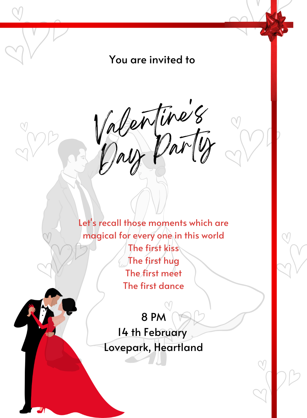 Red Bow Valentine s day Invitation-AAVAl012