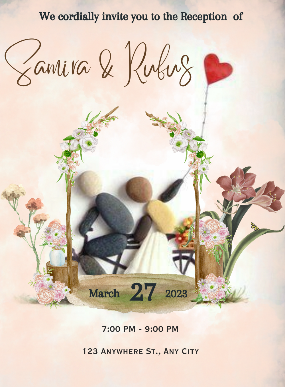 Red Heart Reception Party Invitation-AARPI026
