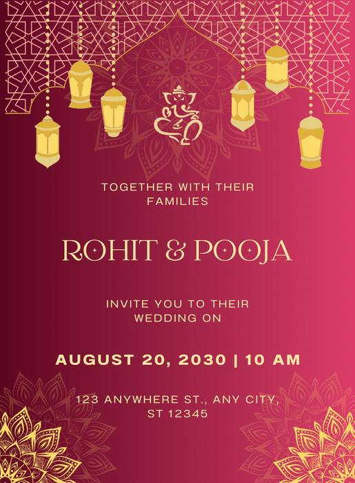 Red Lantern Jain Wedding Invitation-AAJWI014