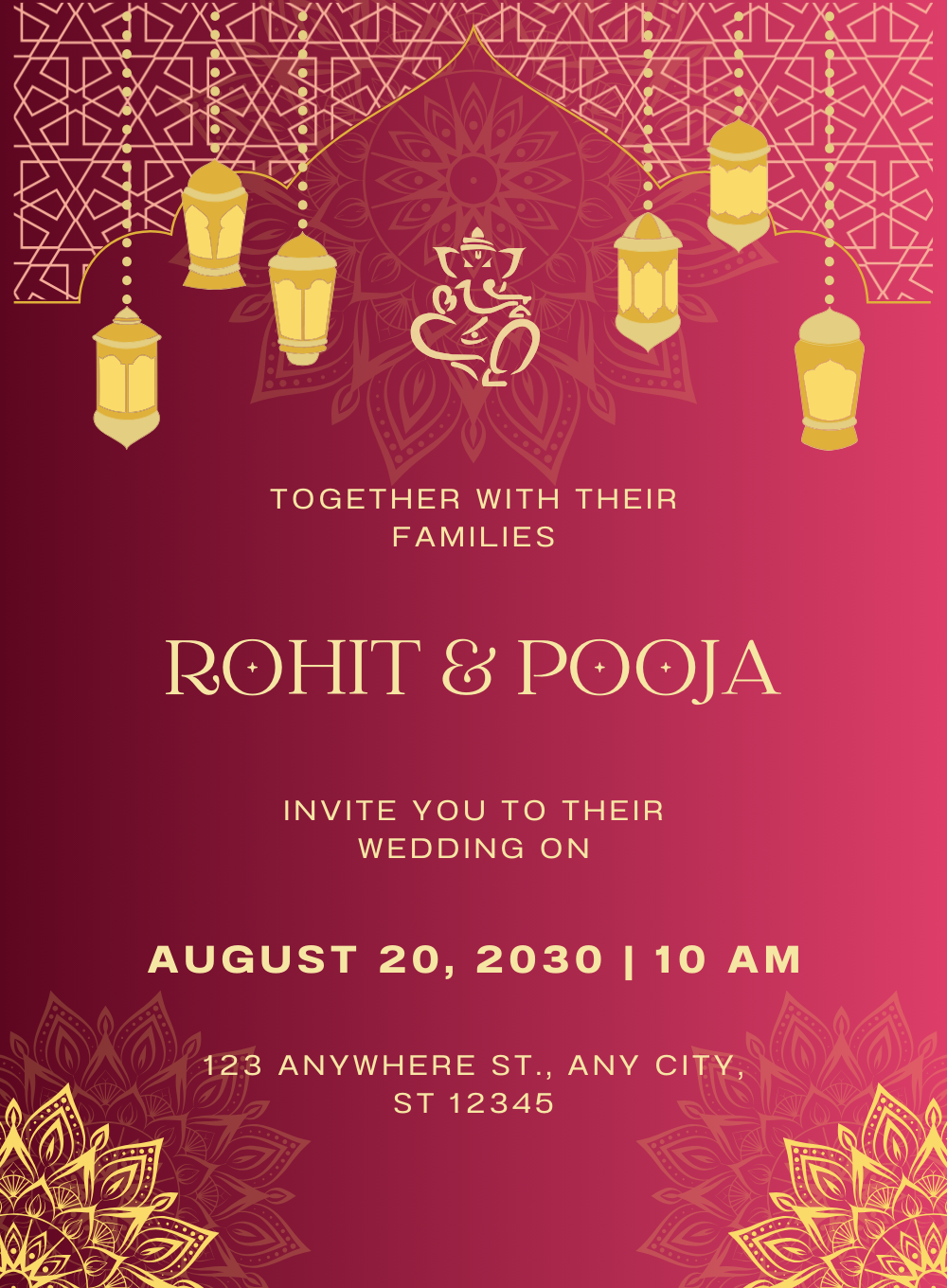 Red Lantern Jain Wedding Invitation-AAJWI014