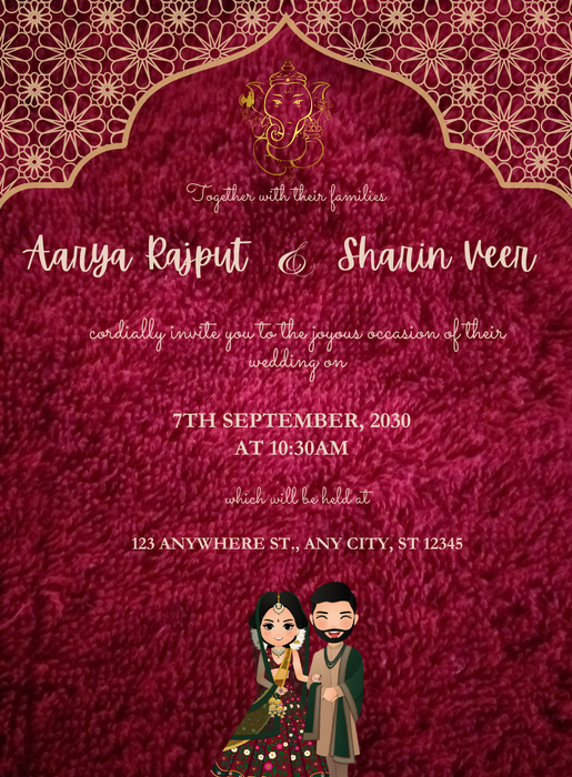 Red Shine Rajasthani Wedding Invitations-AARWI022