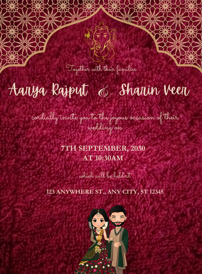 Red Shine Rajasthani Wedding Invitations-AARWI022