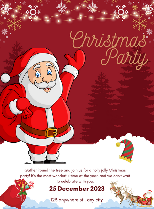 Red Snow Christmas Invitation-AACSS012