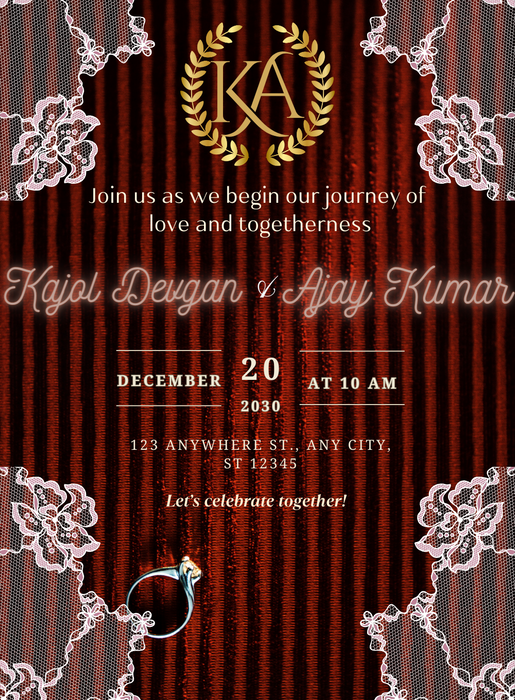 Red Stripes Bengali Wedding Invitations-AABWI018