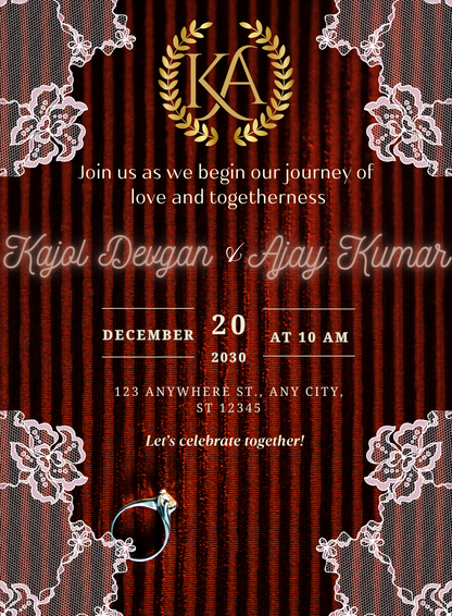 Red Stripes Bengali Wedding Invitations-AABWI018