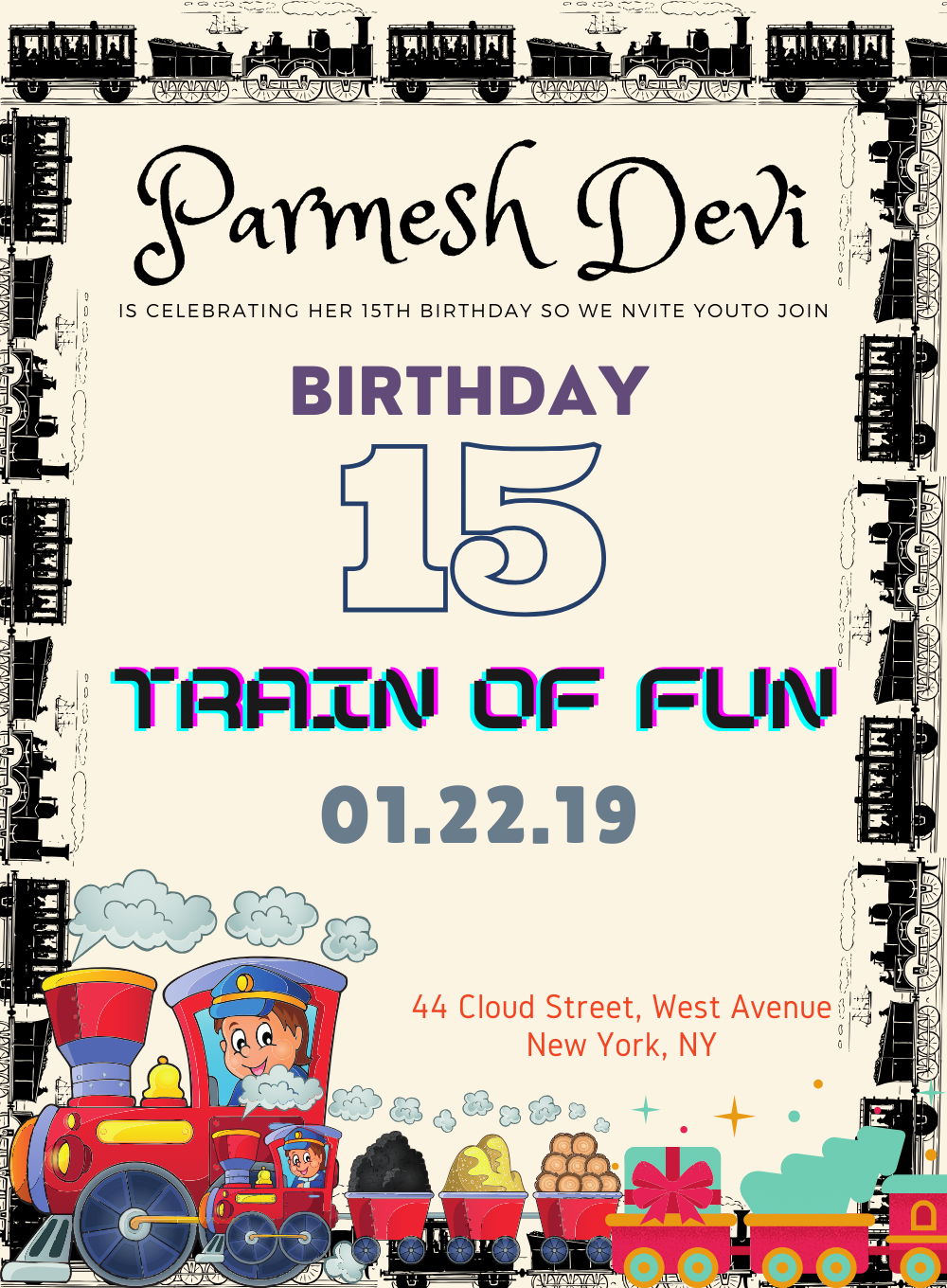 Red Toy Trains Invitation-AATRA007