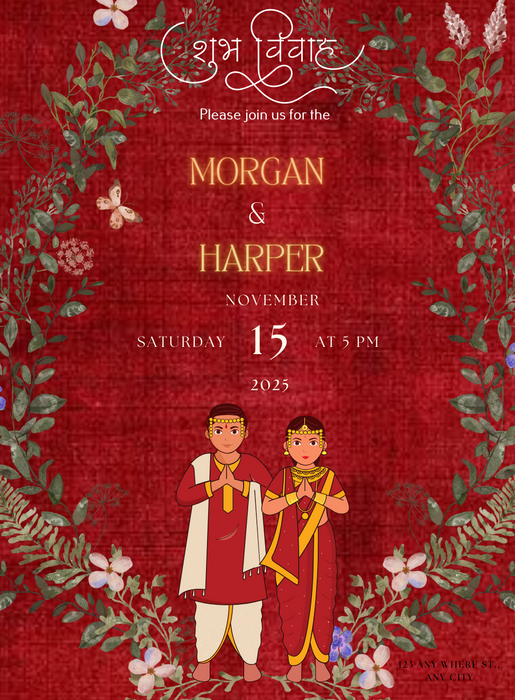 Red Traditional Marathi Wedding Invitation-AAMAI005