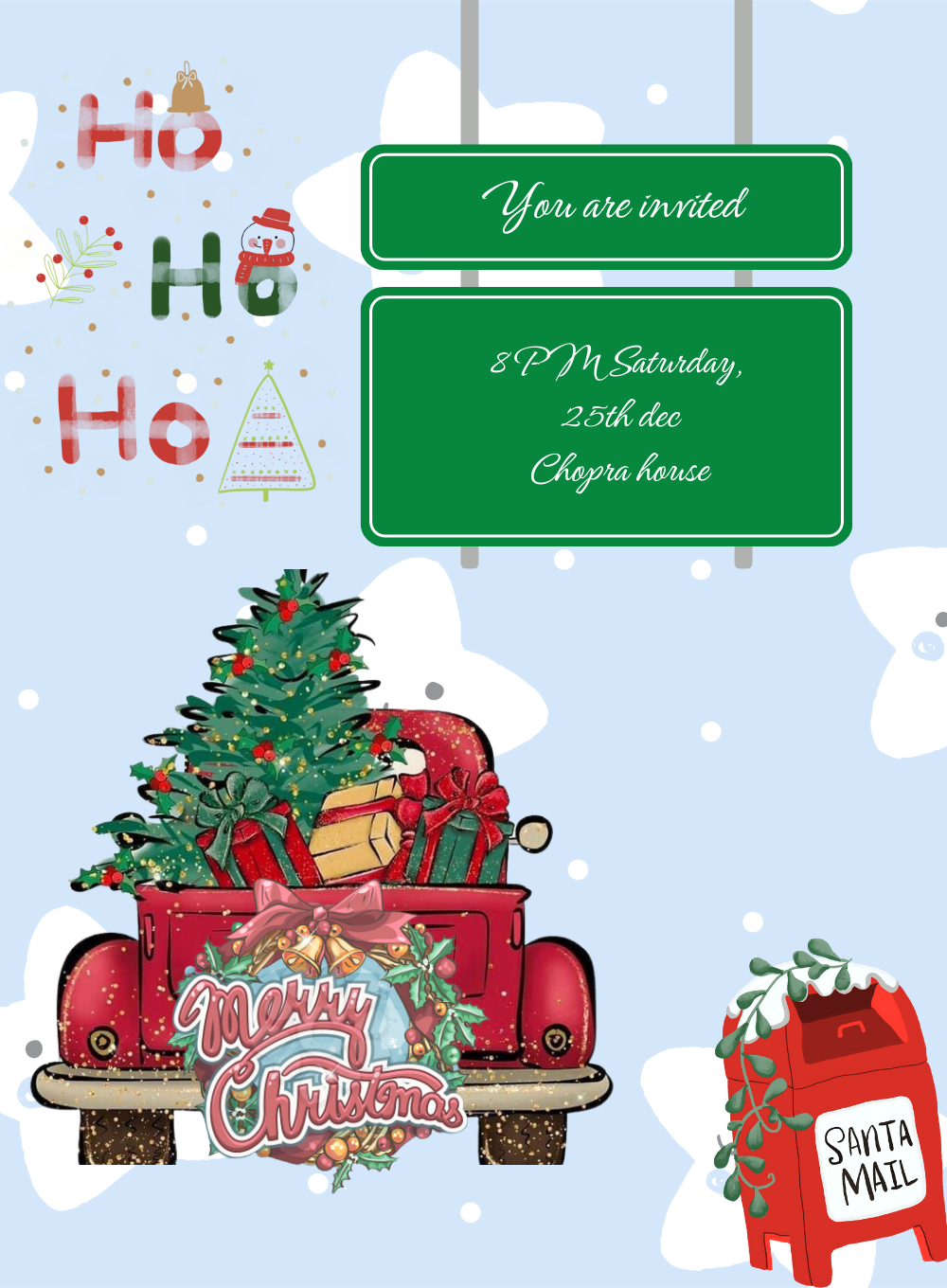 Red Truck Christmas Invitation-AACSS010