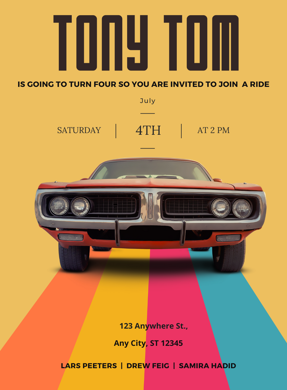 Red Track Cars and Trains Invitation-AACAT004