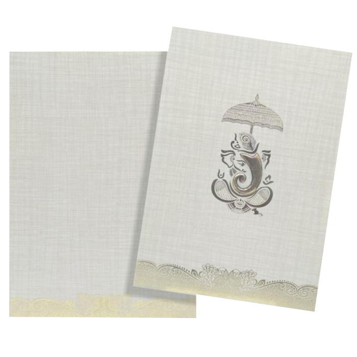 Grey Metallic Gold Foiling With Embossed Ganesha Trunk-KNCP25GG-King of Cards