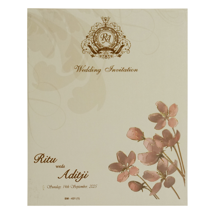 Beige Royal Floral Wedding Card Design-King of Cards