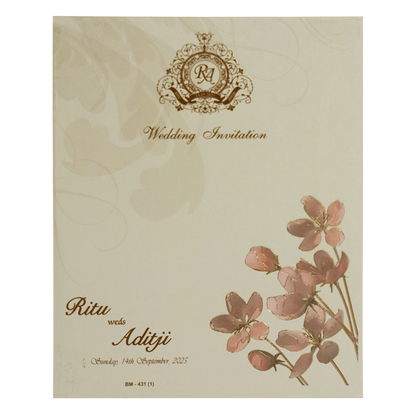 Beige Royal Floral Wedding Card Design-King of Cards